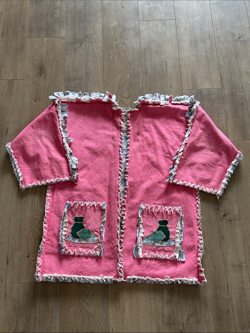 Women's Southwestern Handmade Patchwork Denim Open Front Jacket Size L Quilted